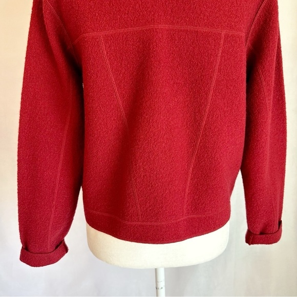 Jones New York Country Deep Red 100% Wool Button Carigan Sweater Jacket Medium - Picture 12 of 13